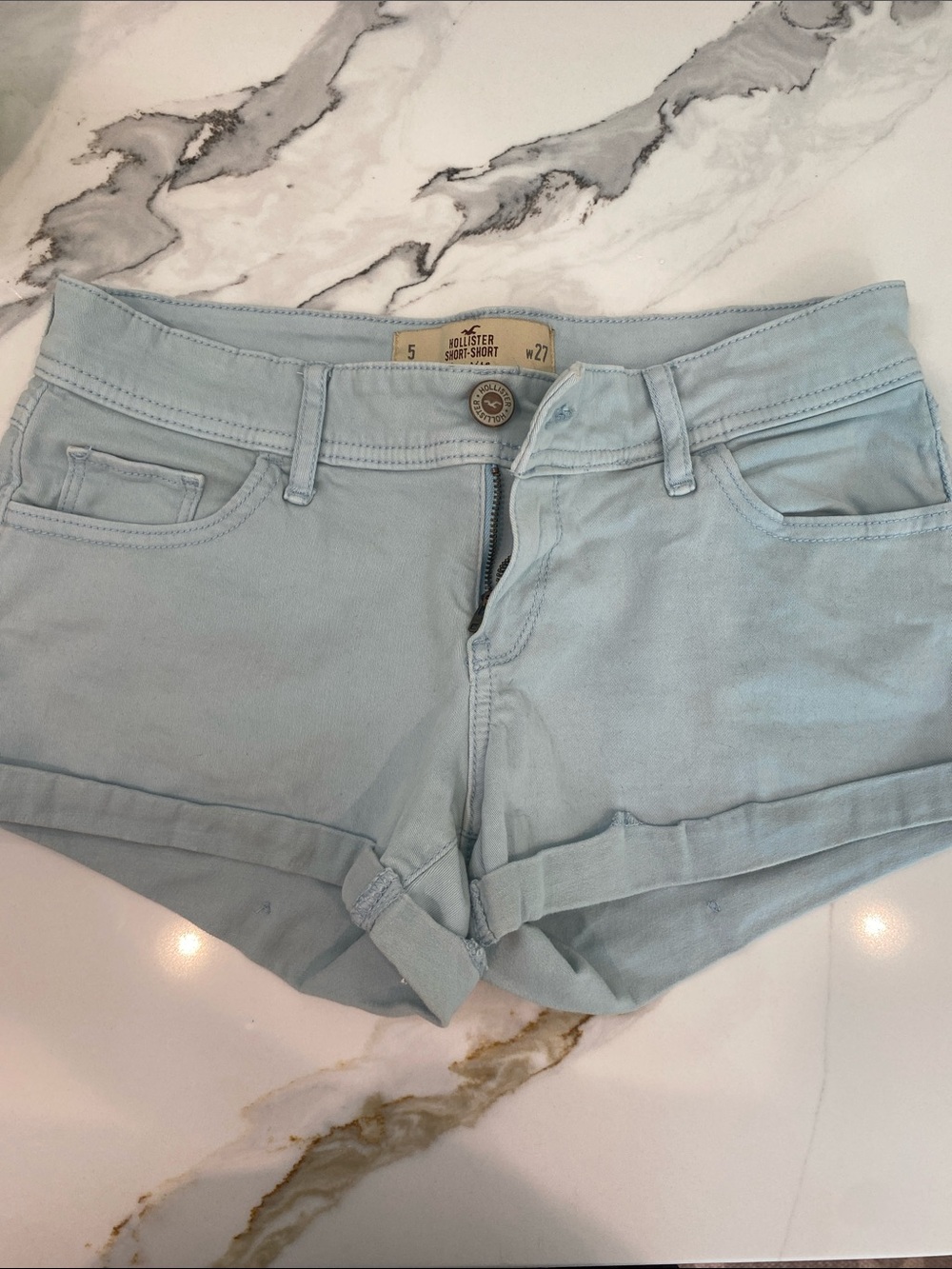 Hollister Pale Blue Denim Cutoff Shorts